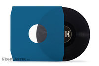 12" LP Innenhüllen blau, gefüttert, 80gr, mit Eckschnitt, 700 Stück 
